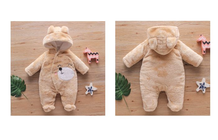 Bear Design Long-Sleeve Baby Jumpsuit