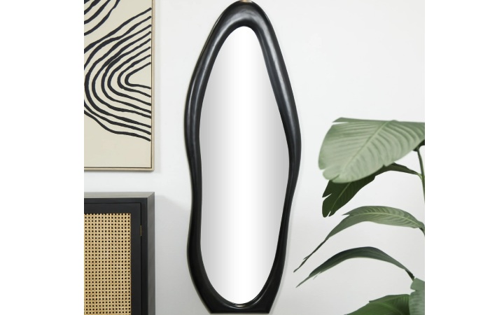 Black Abstract Wavy Wall Mirror