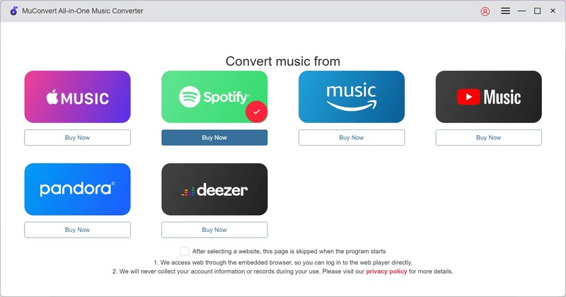 How to Download Streaming Music with MuConvert Step 1